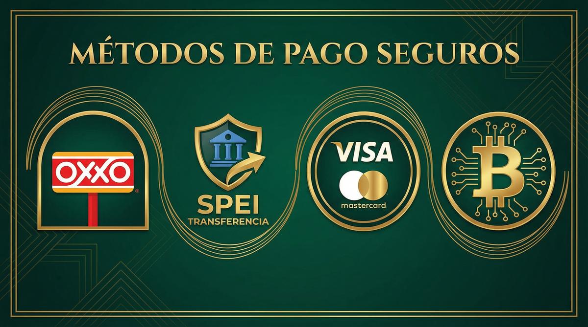 Métodos de pago disponibles en Meridianbet Casino incluyendo OXXO SPEI Visa y Bitcoin